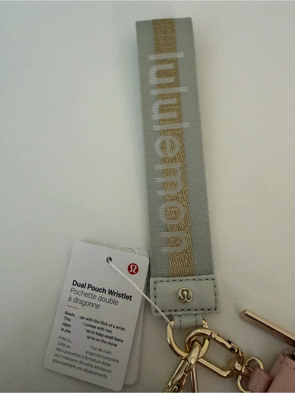 lululemon athletica Pink and Light Gray Wristlet Key & Card Pouch Set